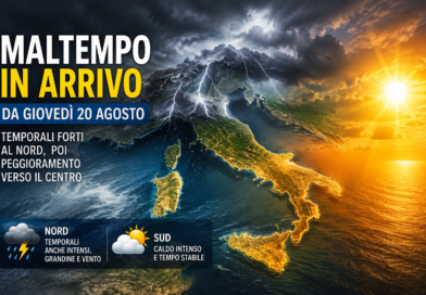 Maltempo in arrivo sull’Italia: da giovedì 20 agosto temporali al Nord, poi il peggioramento verso il Centro