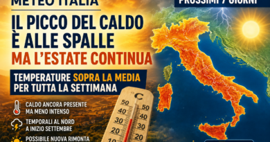 Meteo Italia, il picco del caldo è alle spalle ma l’estate continua: temperature sopra la media per tutta la settimana