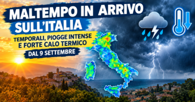 Maltempo in arrivo sull’Italia: temporali, piogge intense e deciso calo termico