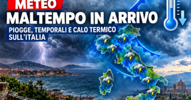 METEO, CAMBIA TUTTO: NUOVA PERTURBAZIONE IN ARRIVO SULL’ITALIA, PIOGGE E TEMPORALI POI CALO TERMICO