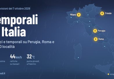Temporali in Italia: rovesci e temporali su Perugia, Roma e altre 10 località, ecco quando
